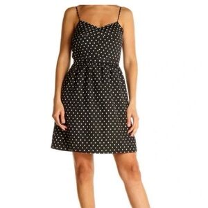 Y2K J. Crew Cami Fit & Flare Sz 6 Black White Polka Dot Mini Preppy Party Dress